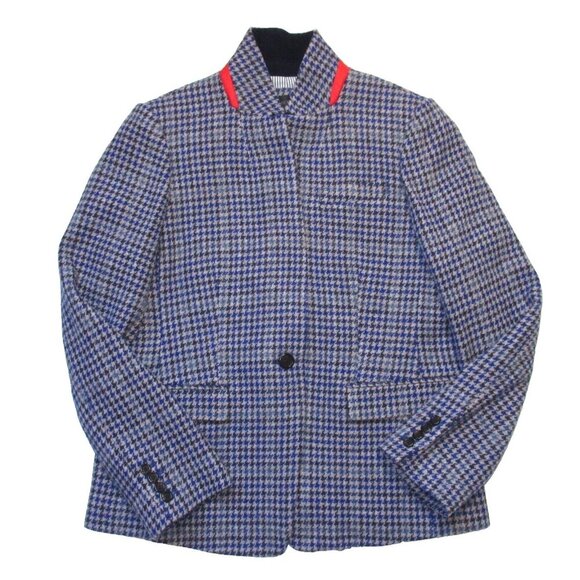 NWT J.Crew Regent Houndstooth Wool Blazer In Cobalt Navy Natural Jacket 14
